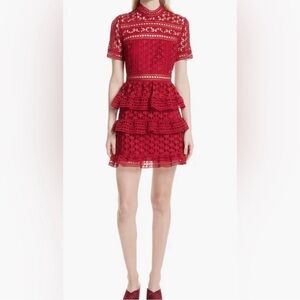 Self-Portrait Red Star Lace Mini Dress